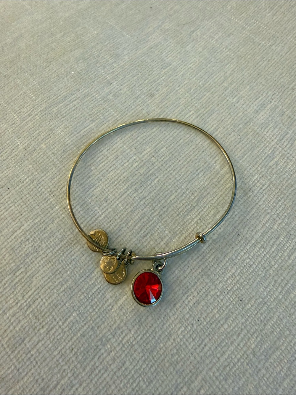 Alex and Ani Inspired Red Crystal Charm Bangle Bracelet